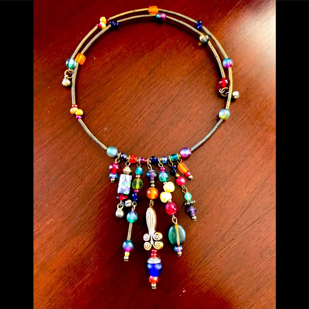 Gypsy Beaded Collar Necklace (stretchable wire)